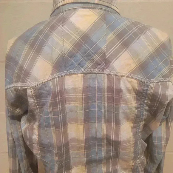 BKE Athletic Fit Button Up Western Shirt Men  XL Blue/Gray/Yellow Long Sleeve. - Picture 6 of 13